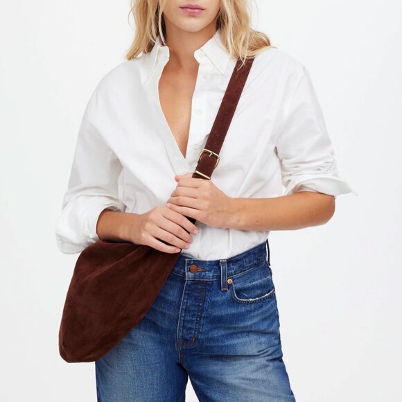 Madewell Chocolate Suede Crescent Shoulder Bag - Picture 5 of 6